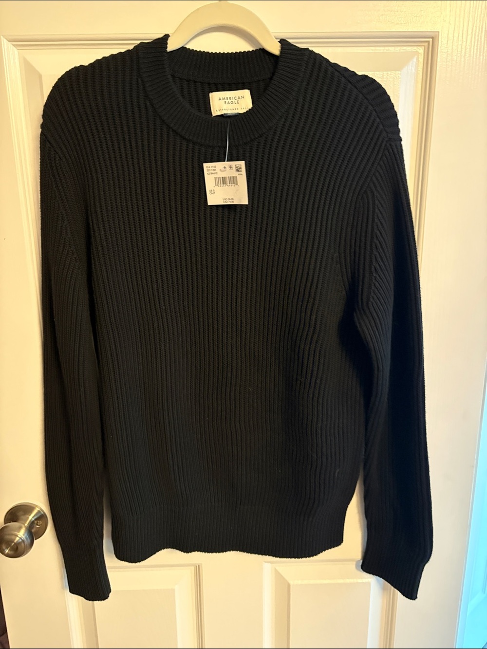 American Eagle Outfitters Men’s Black Ribbed Crewneck Sweater - Classic Knit NWT
